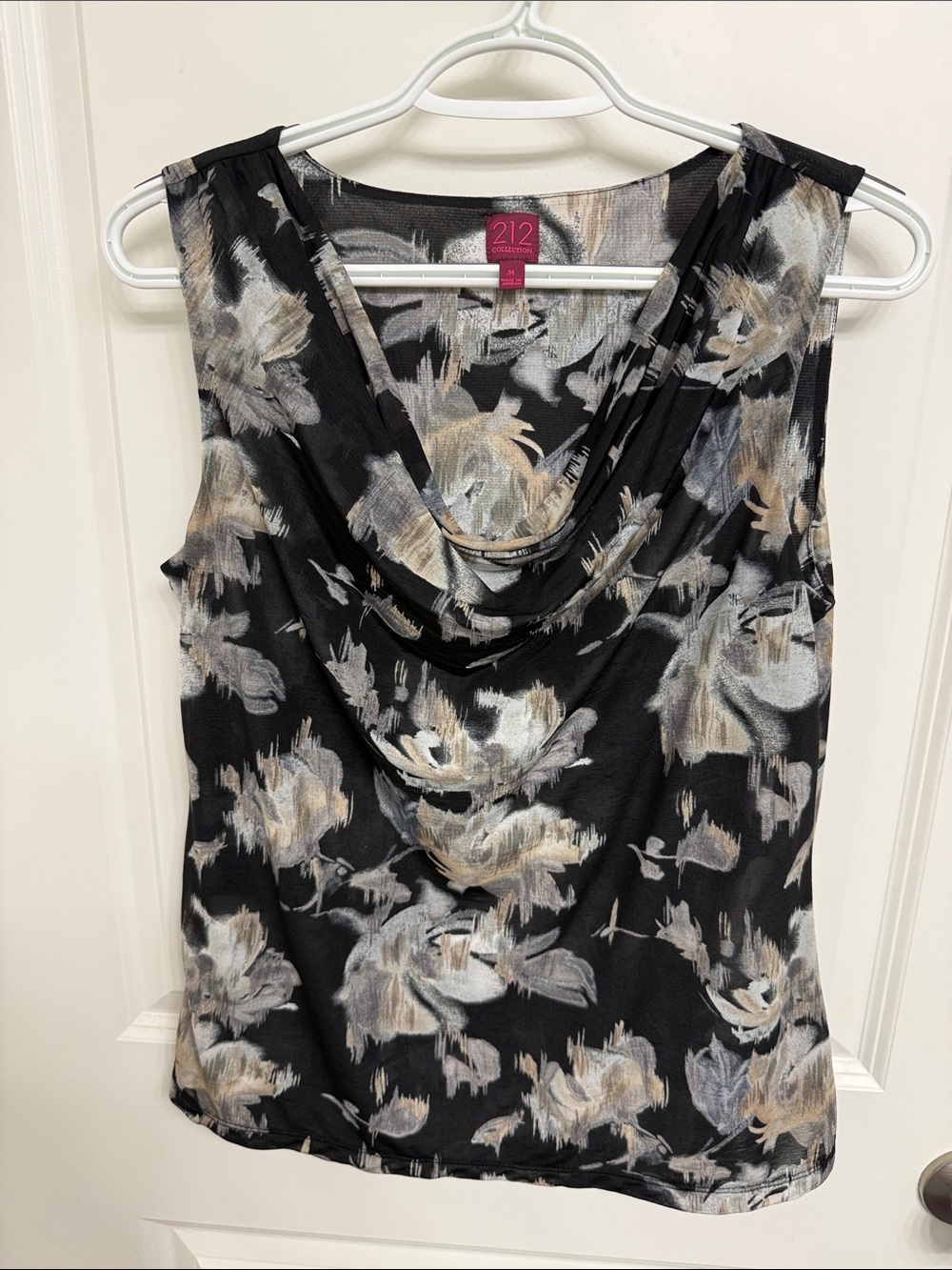 212 Collection Black Floral Cowl Neck Camisole